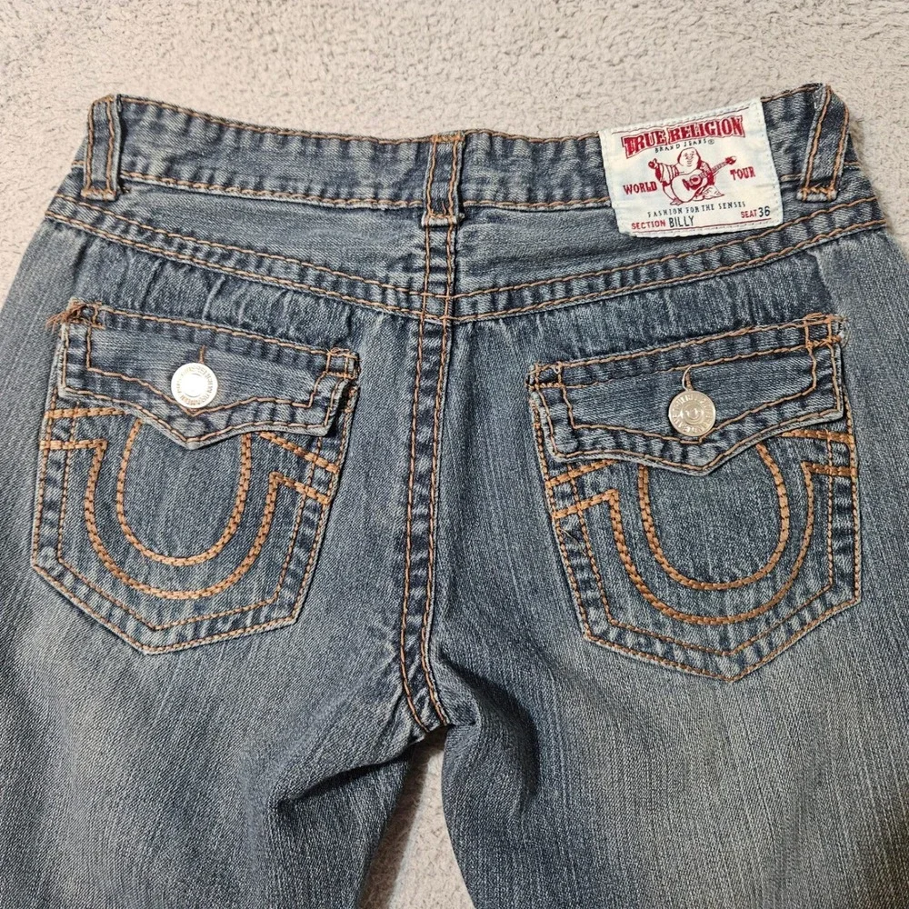 Vtg Y2K True Religion Billy Jeans Mens 34 x 30 Big T‎ Thick Stitch Made In USA